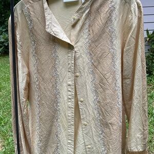 Tan and Gold Liz Claiborne Top Silk size L